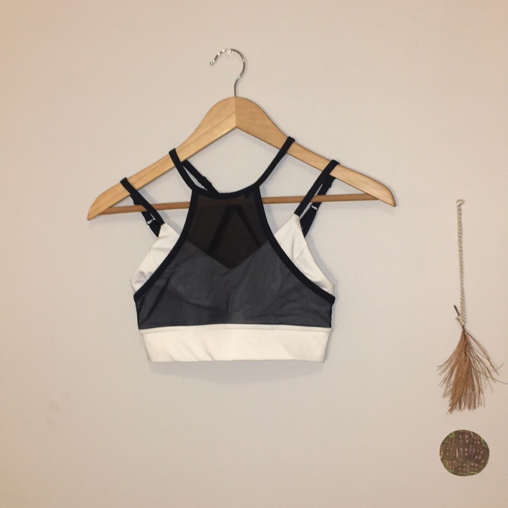 Without Walls Black & White Mixed Mesh Sports Bra